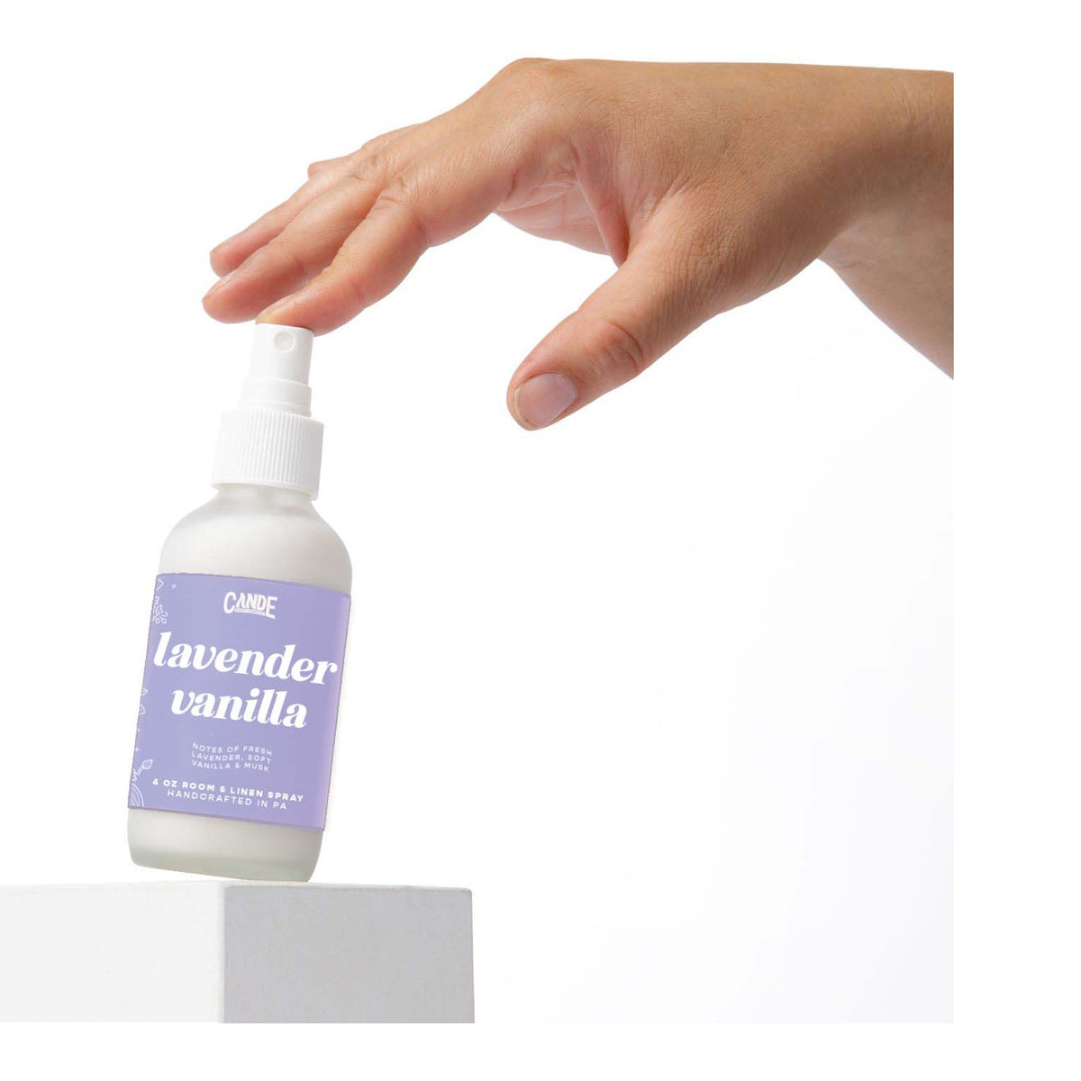 Lavender Vanilla 4 oz Room & Linen Spray bottle by C&E Craft Co