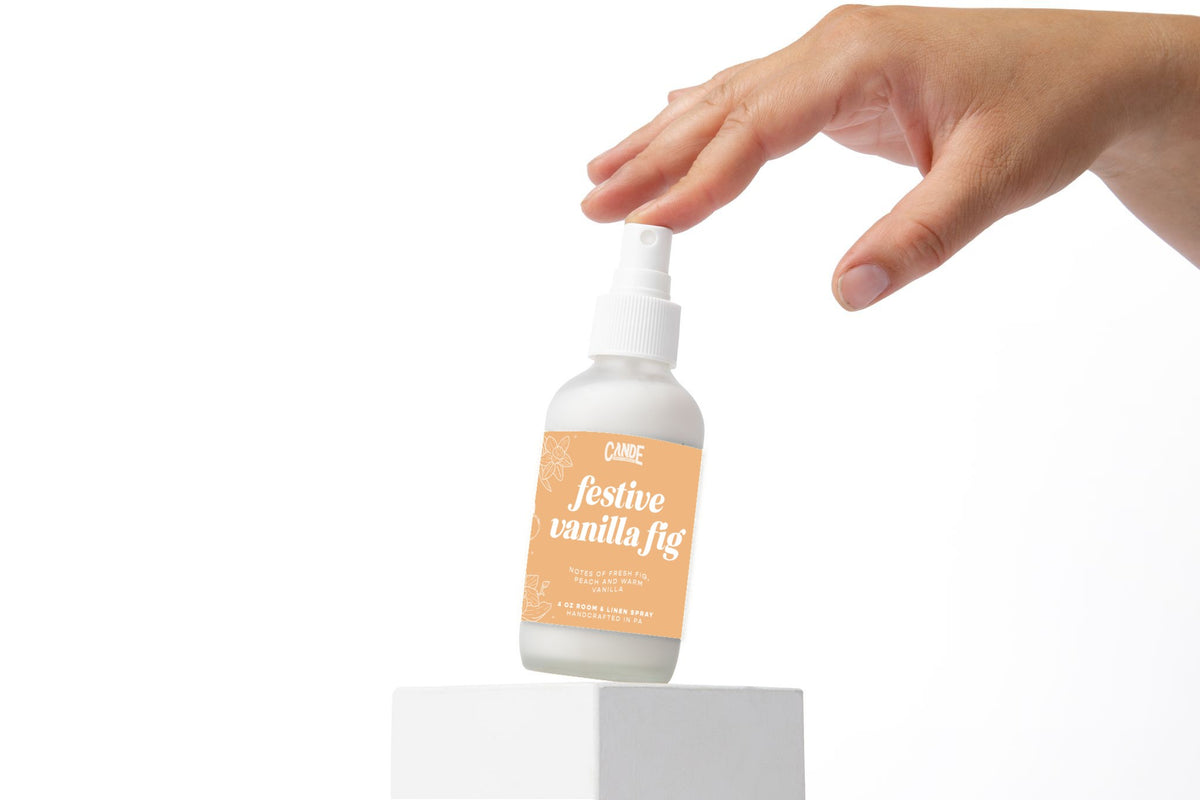 Festive Vanilla Fig 4 oz Room & Linen Spray bottle by C&E Craft Co