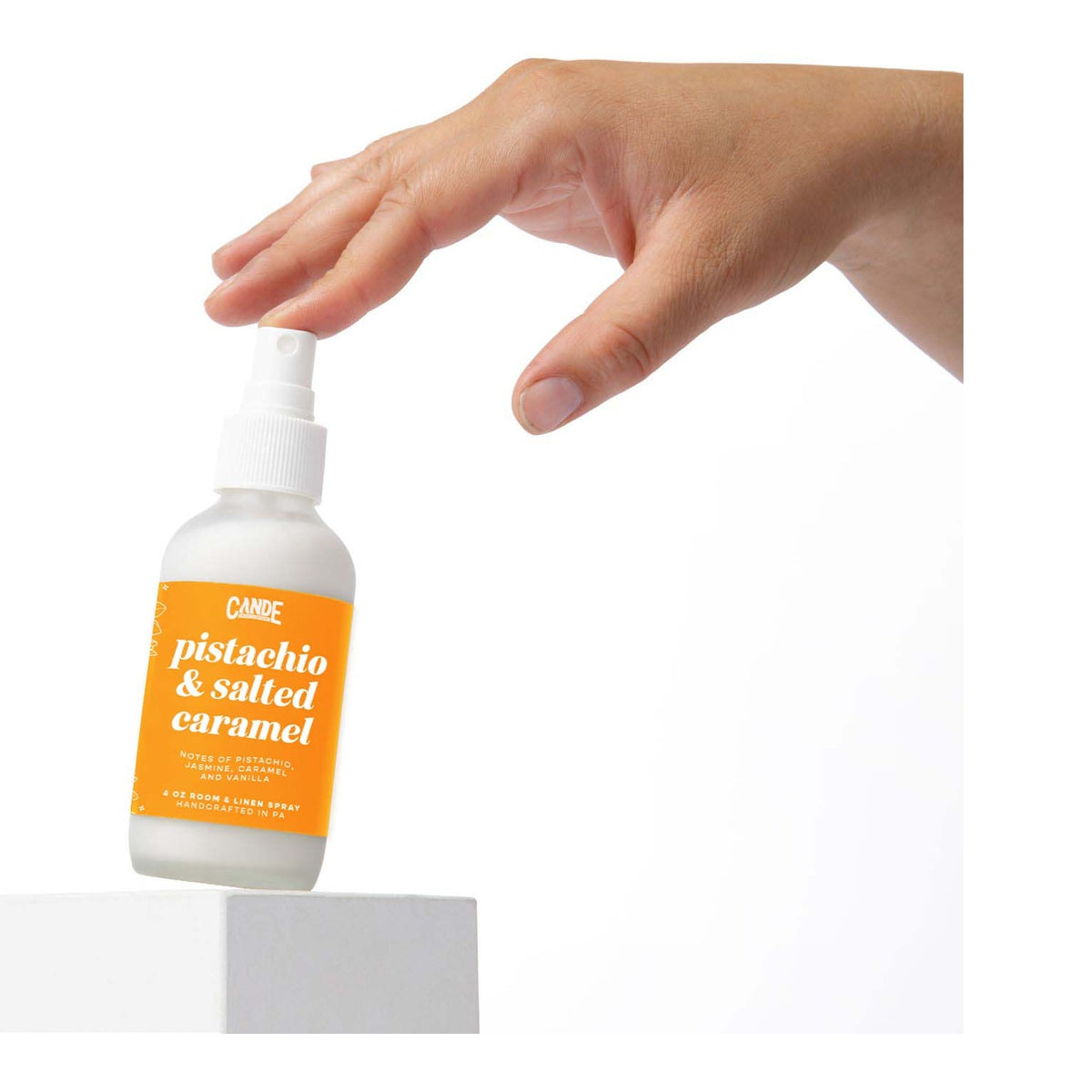 Pistachio & Salted Caramel 4 oz Room & Linen Spray bottle by C&E Craft Co